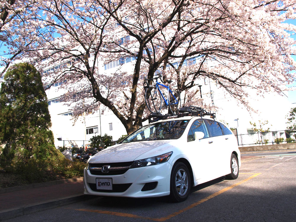 桜とINNOの自転車キャリア1